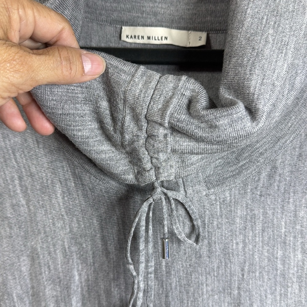 (W3) Karen Millen Grey Wool Blend Turtleneck Poncho, Size 2 - Picture 4 of 11